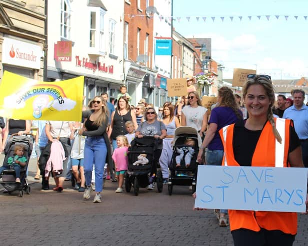 The protest march through Melton Mowbray on August 30 in support of St Mary's Birth Centre