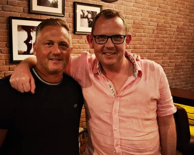 Ian Kerr (right) with Darren Gough - they've linked up on the new Follow On Tours venture