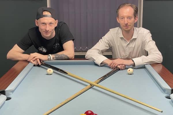 Karl Barratt, left, and Jackson’s owner Ben Jackson ready for the 24-hour charity pool event