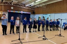 Pupils at The Grove Primary School, in Melton, record their Christmas CD