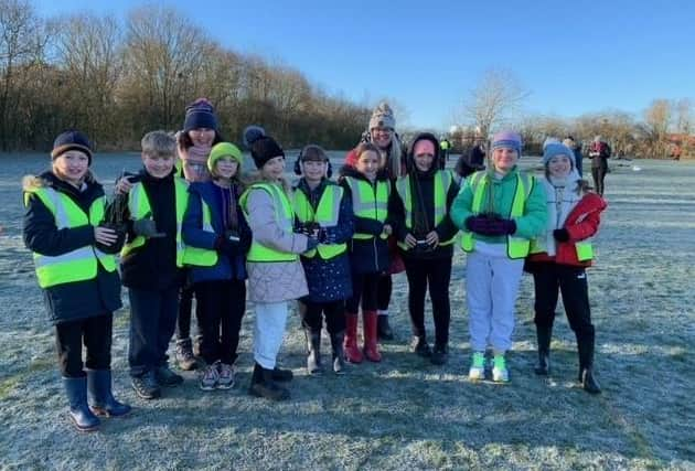 Sherard Primary School pupils who helped plant 500 trees for Melton's new community woodland at Kirby Fields