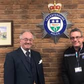 Leicestershire Police and Crime Commissioner, Rupert Matthews (left), with Melton and Rutland policing commander, Insp Darren Richardson