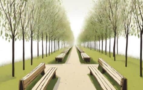 A sketch of what the new woodland walk will look like in Kirby Fields, Melton Mowbray