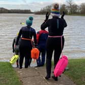 Race Hub open swimmers pictured earlier this year on one of their winter swims at Frisby Lakes