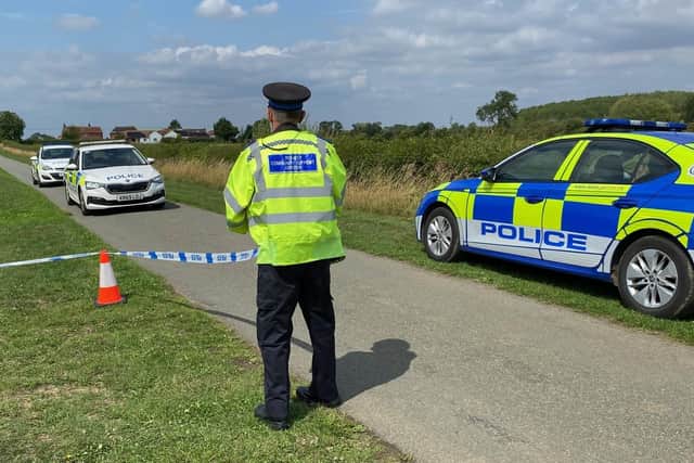A police road block on Canal Lane in Stathern as investigations continue into a poisoning incident