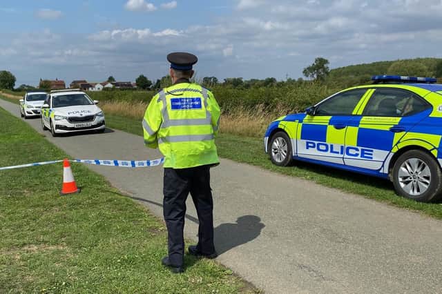 A police road block on Canal Lane in Stathern as investigations continue into a poisoning incident