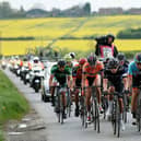 Eventual race winner Tom Moses of Rapha Condor JLT (C) leads the breakaway group during the 2014 edition of the CiCLE Classic from Oakham to Melton Mowbray (Photo by Harry Engels - Velo/Getty Images)