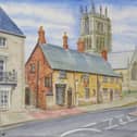 The Anne of Cleves pub in Melton Mowbray painted by Harold Coates in 1999 and which is one of the pictures he is currently exhibiting in the town museum