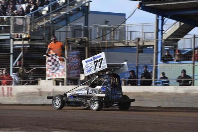 Tom takes the chequered flag at King's Lynn.