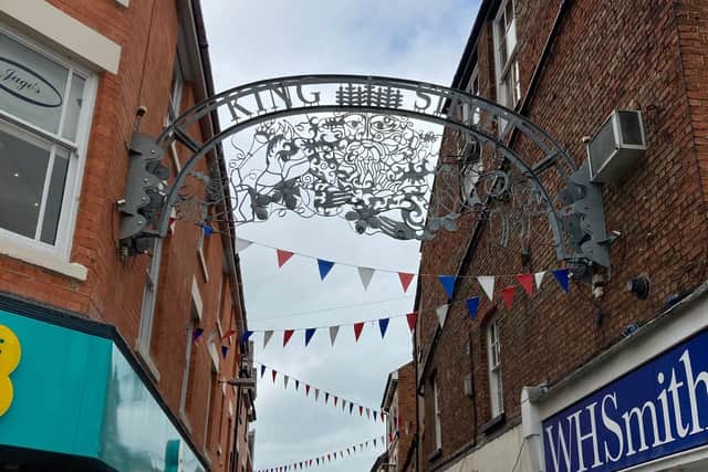 The bunting up in King Street, Melton