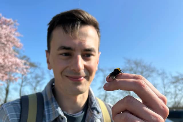 Ecologist Connor Butler who visited Belvoir Farm’s elderflower fields for the programme