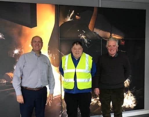 Mayor of Melton, Councillor Peter Faulkner (centre), with Deputy Mayor, Councillor Alan Hewson (left) pictured during their visit to Holwell Works