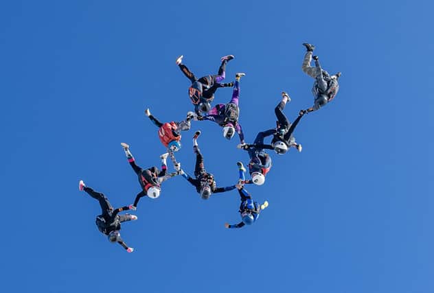 Female skydivers set a new 'head down' formation national record at Skydive Langar
PHOTO ANDREW FORD