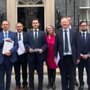 MPs and councillors outside 10 Downing Street with their petition (CREDIT: DR LUKE EVANS MP)