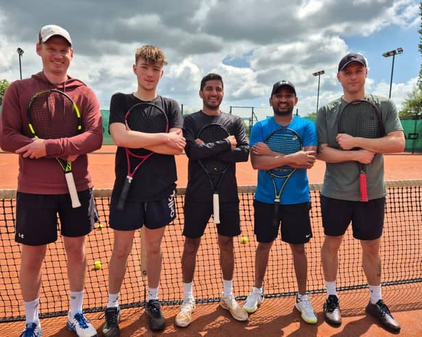 Melton Tennis Club’s Men’s National Club League first team – winners at Loughborough.