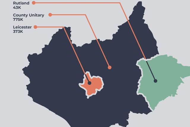 The county council's favoured new set-up - one big Leicestershire council and separate ones for Leicester and Rutland