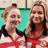 Kat Bowman and Izzy Pym in their England shirts.
