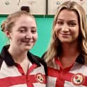 Kat Bowman and Izzy Pym in their England shirts.