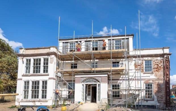 Builders from Grace Homes working on the conversion of Sysonby Lodge last year