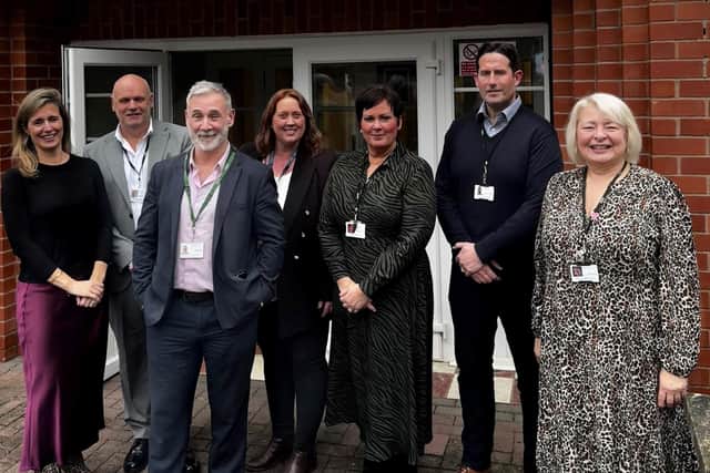 Louise Griffiths, Priory director of service development (left), and Gary Stobbs_Priory MD East (third from left) with colleagues at Priory Melton Place