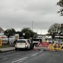 The emergency closure of Edendale Road in Melton Mowbray today