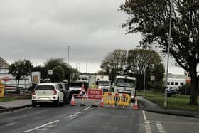 The emergency closure of Edendale Road in Melton Mowbray today