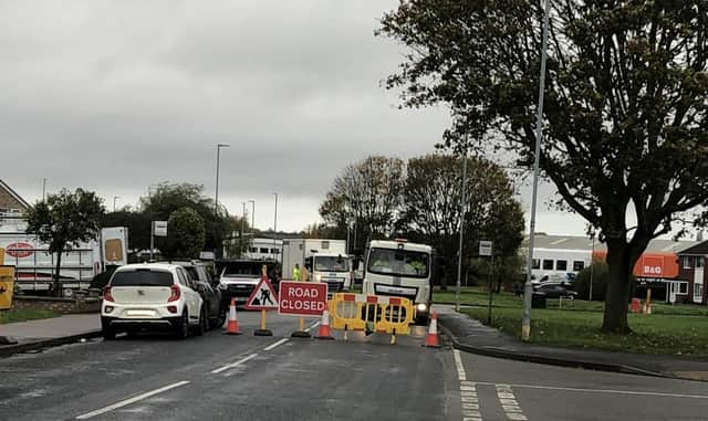 The emergency closure of Edendale Road in Melton Mowbray today