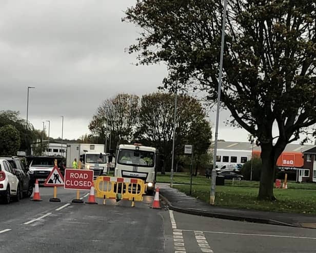 The emergency closure of Edendale Road in Melton Mowbray today