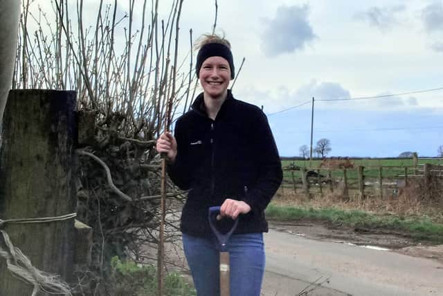 Ruth Grice, of Long Clawson Dairy, pictured during the tree-planting initiative with supplier farms