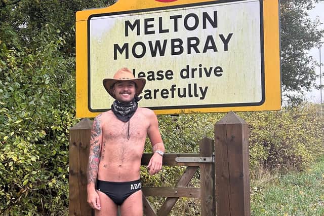 Elliott Hampson passes through Melton Mowbray on his fundraising walk