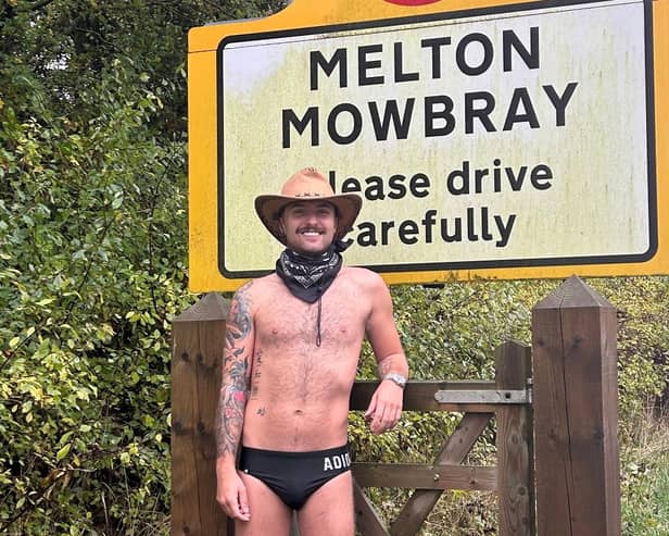 Elliott Hampson passes through Melton Mowbray on his fundraising walk