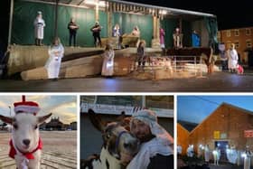 Scenes from previous drive-in living Nativity events at Melton market