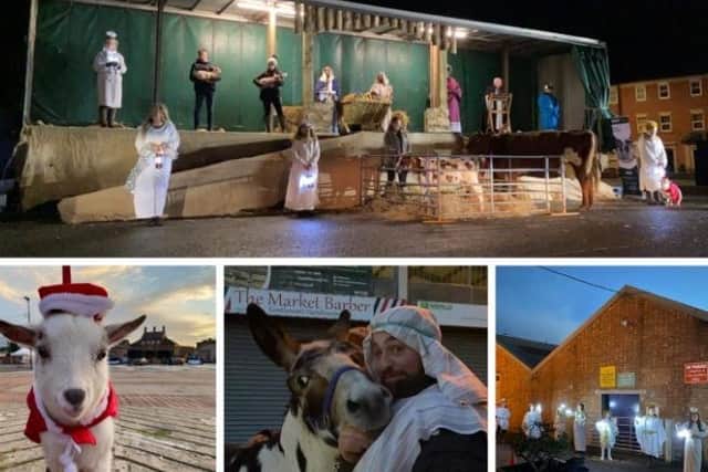 Scenes from previous drive-in living Nativity events at Melton market