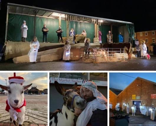 Scenes from previous drive-in living Nativity events at Melton market