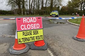 The closure of the A606, viewed from the road from Pickwell