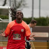 Thabang Dube - chipped Lincoln keeper for goal number three. Picture by MW Photography.