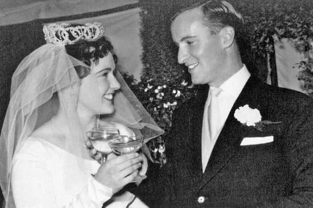 Pat and Dick Skelton on their wedding day in 1960