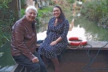 Alicia Kearns with Melton & Oakham Waterways Society (MOWS) chair, Mick Clowes, on the River Eye