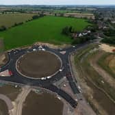 A drone image of work on roundabout 6 of the NEMMDR project on the A606 Burton Road at Melton