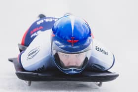 WINTERBERG, GERMANY - FEBRUARY 23: Amelia Coltman of Great Britain in action during the third run of the Women's Skeleton competition at the BMW IBSF Bobsleigh And Skeleton World Championship at Veltins Eis-Arena on February 23, 2024 in Winterberg, Germany. (Photo by Lars Baron/Getty Images)