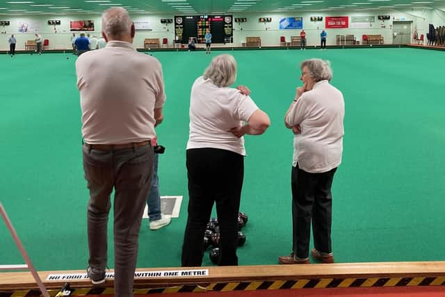 A match in progress at Melton Indoor Bowls Club