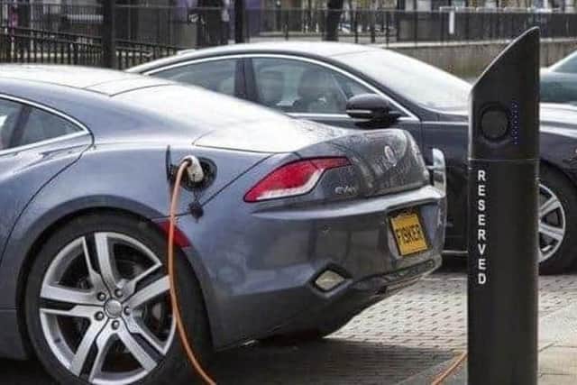 An electric car being charged