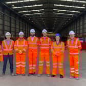Melton MP Alicia Kearns with employees at the Freyssinet factory at Asfordby