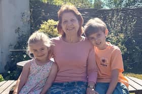 Trisha Enderby with her grandchildren, Harry and Matilda, ahead of fundraising skydive