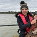 Round Corner Brewing head brewer Lara Lopes with a haul of oysters in Essex to be used in the Melton-on-Sea stout
