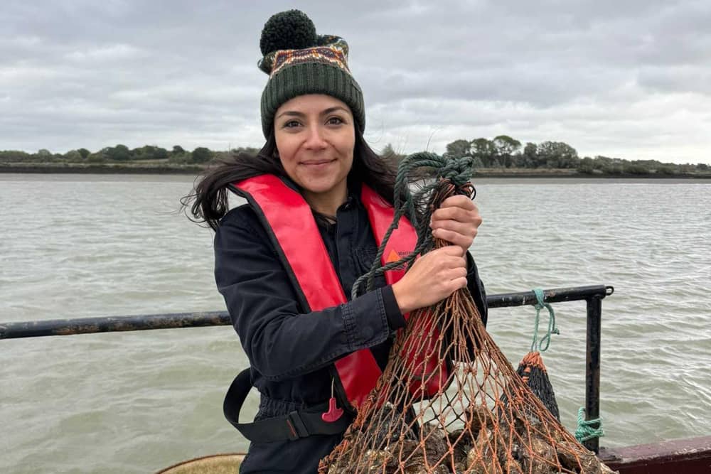 Round Corner Brewing head brewer Lara Lopes with a haul of oysters in Essex to be used in the Melton-on-Sea stout