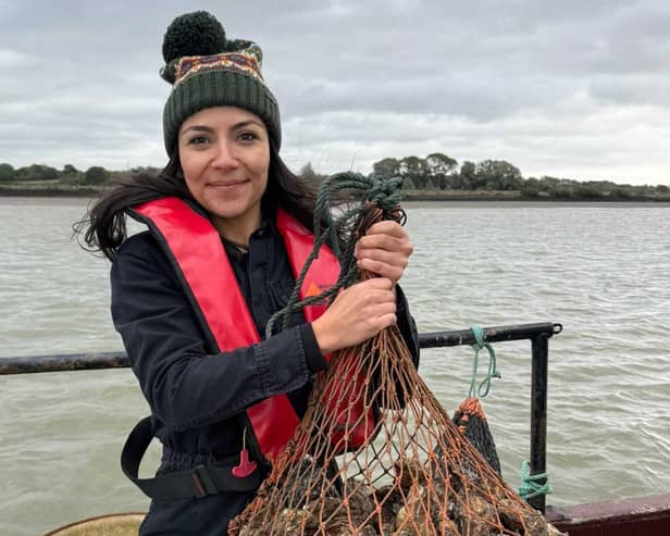 Round Corner Brewing head brewer Lara Lopes with a haul of oysters in Essex to be used in the Melton-on-Sea stout