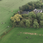 Footage of the Quorn Hunt on farmland at Kirby Bellars on Friday DRONE IMAGE Northants Hunt Saboteurs