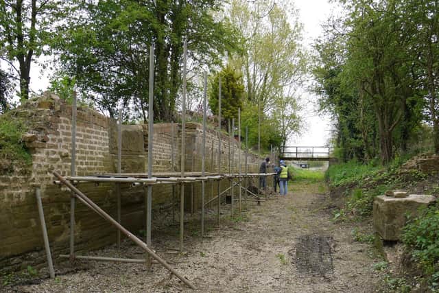 Work on the left hand wall of Thrussington Lock is now well advanced - there is little evidence of the right hand wall but it is expected its base will be found following further excavation