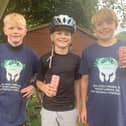 Redmile CE School pupils, Oscar, Henry, Sammy, who completed the 30km route in this year's Viking Challenge
